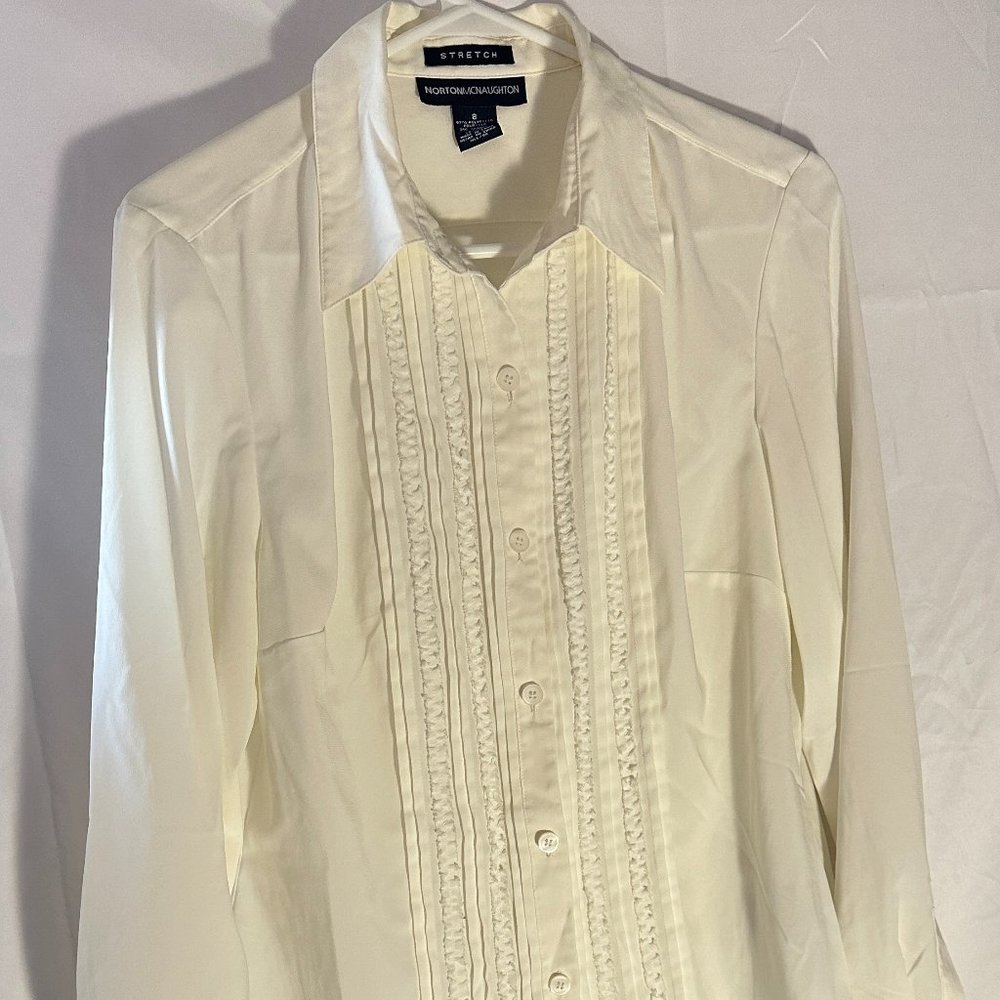 Norton McNaughton Blouse - Stretch - Size 8 - Off White